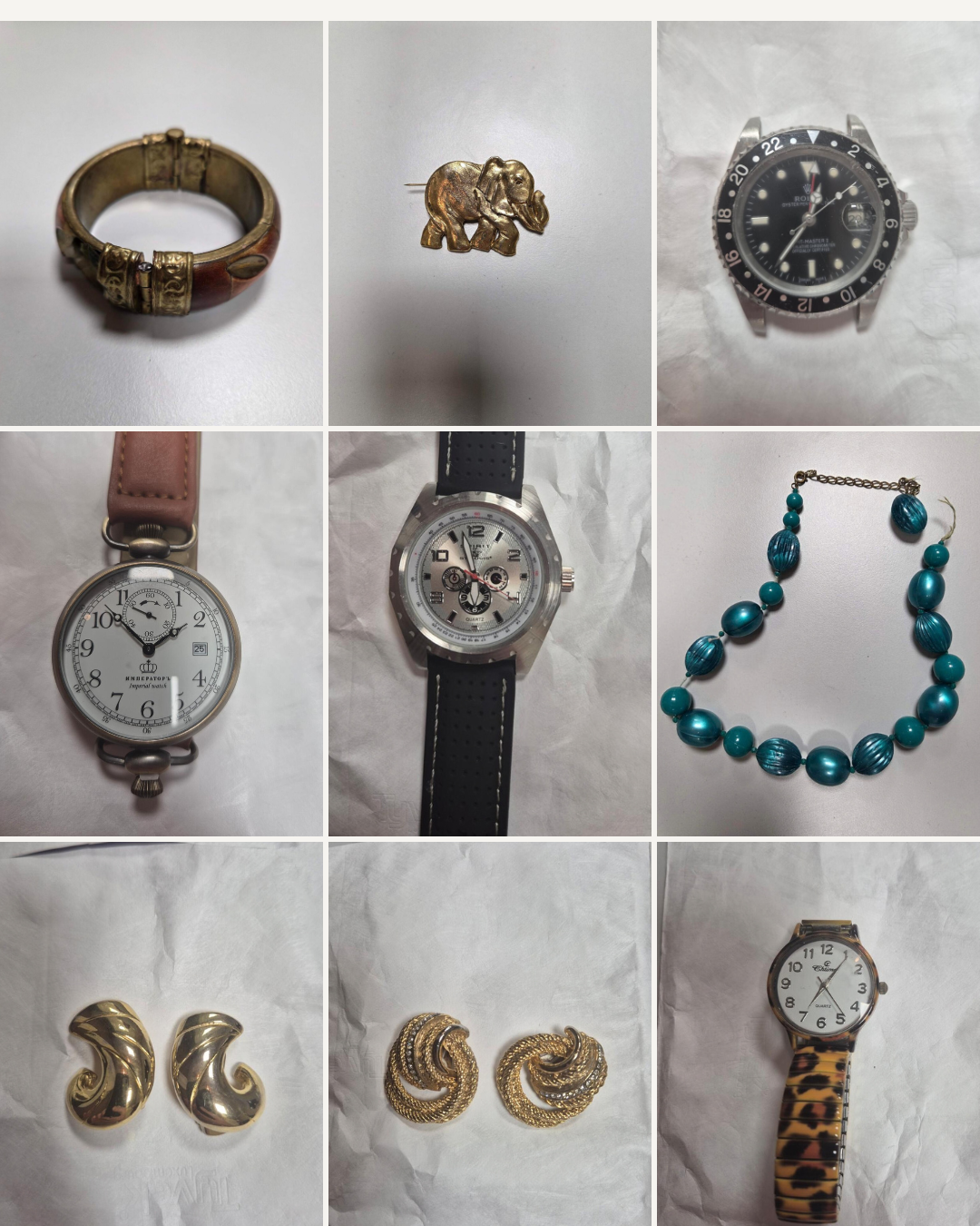 Meerdere horloges, kettingen, oorbellen, armbanden e.d. bij overvaller/inbreker