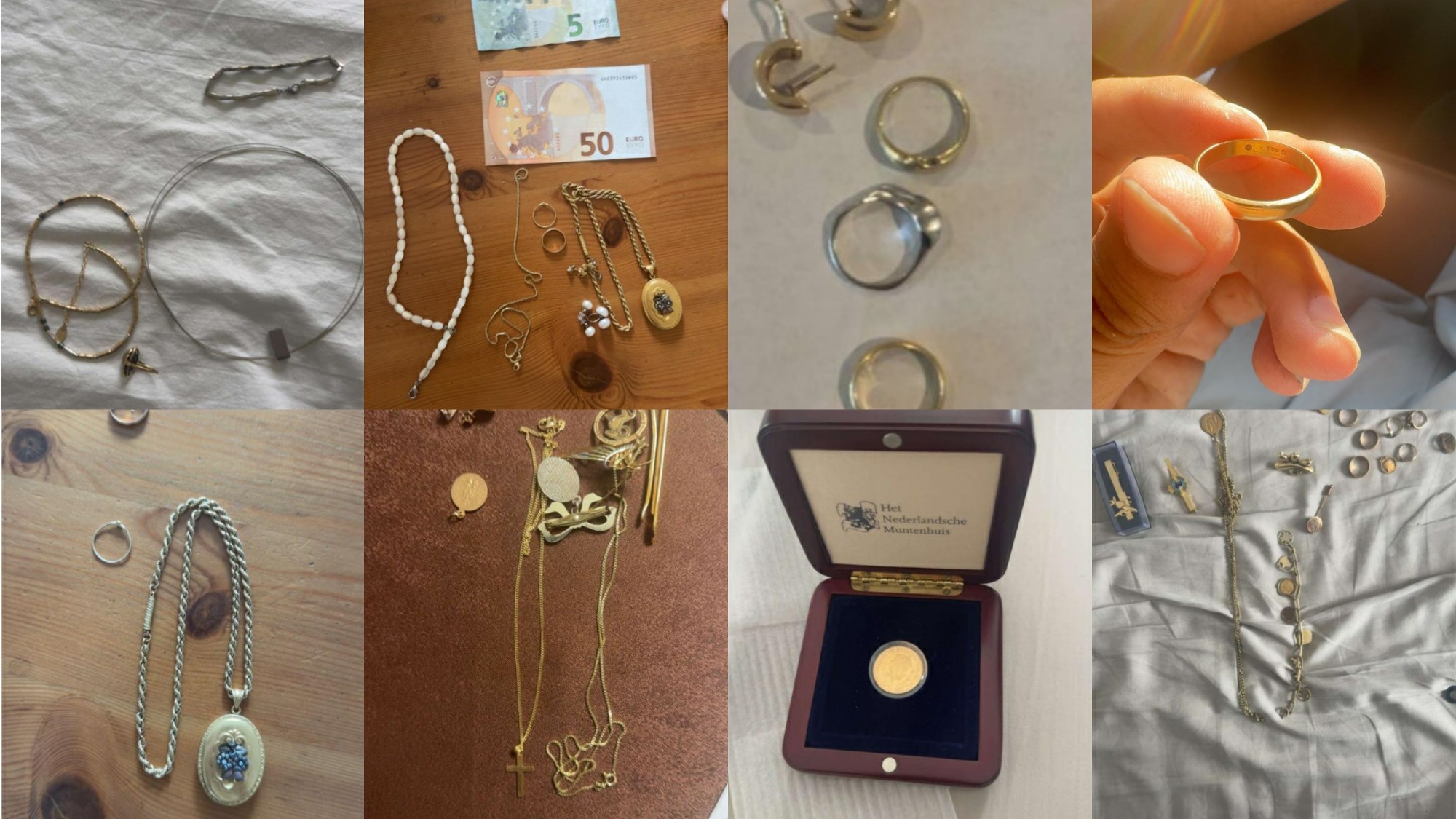 Meerdere kettingen, ringen en andere sieraden gevonden op telefoon van nepagent