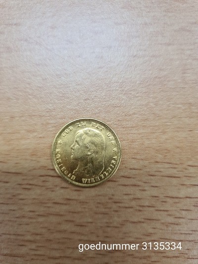3135334 gouden munt met koningin Wilhelmina