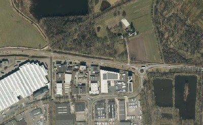 Luchtfoto van een gedeelte van de Leenderweg in Valkenswaard