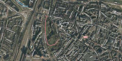 Luchtfoto van het Kronenburgpark in Nijmegen