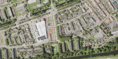 Luchtfoto van het winkelcentrum Westlede in Tiel