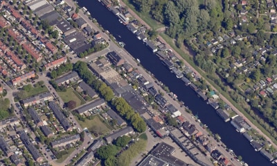 Luchtfoto omgeving Jan van Gentstraat