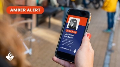 Een AMBER Alert op een mobiele telefoon