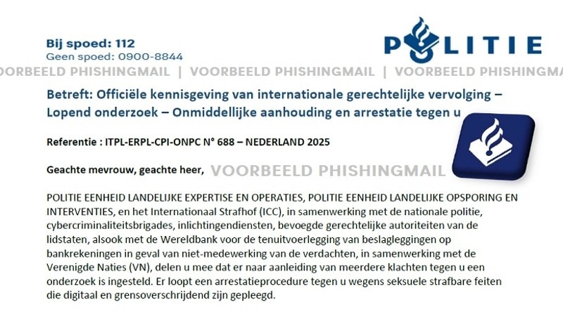 Let op! Valse e-mails van de ‘politie’